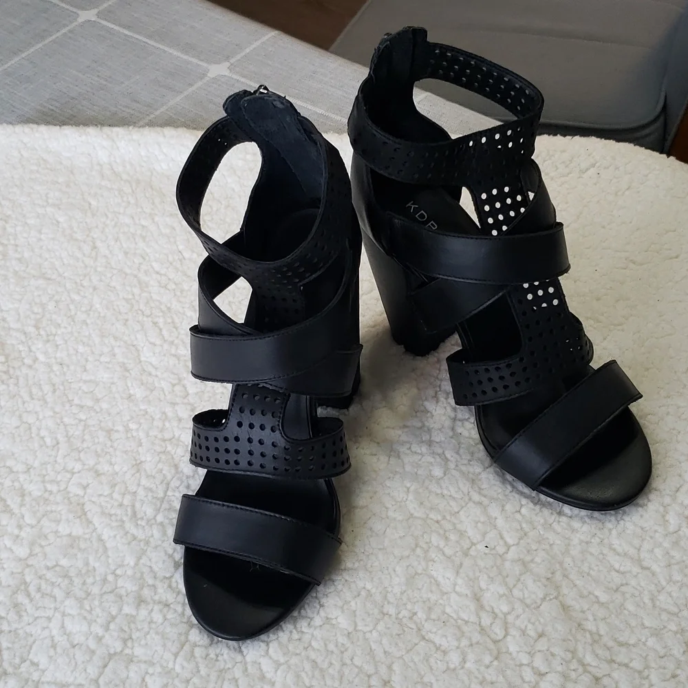 KDB Kelsi Dagger Brooklyn Ballard High Heel Sandal, Color Black, Size 9